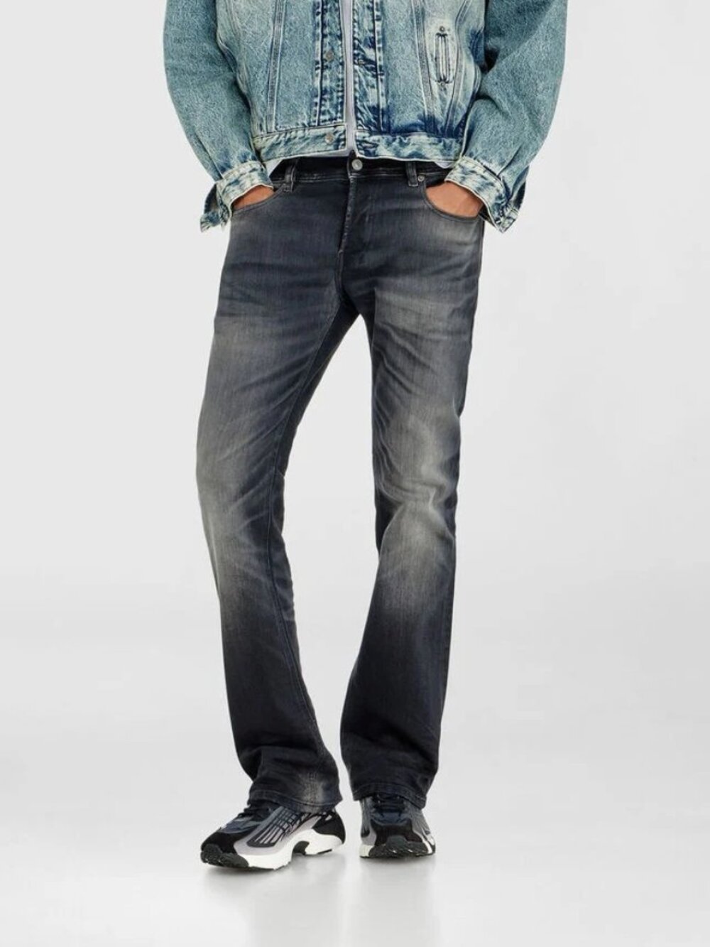 DIESEL Zanity Bootcut Buttonfly Jeans Stretch 5-Pocket Dark Gray Wash SZ 36